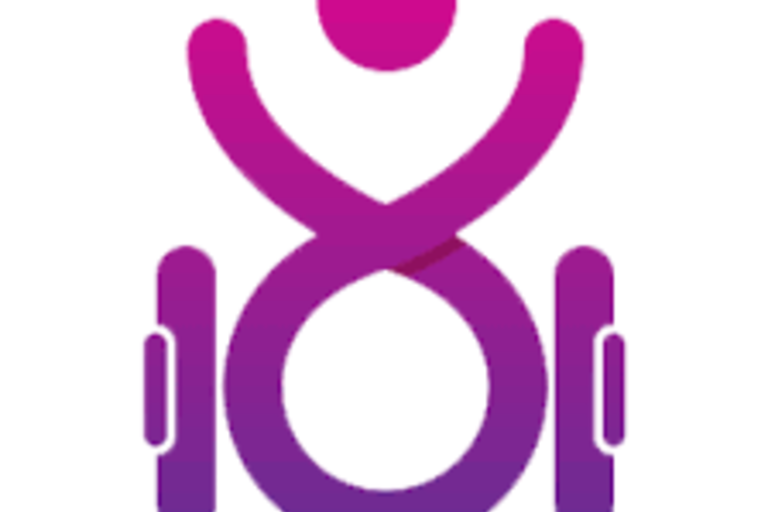CIL's logo, a purple shape representing a stick figure in a wheelchair.