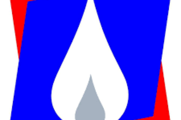 EBCB's logo, a grey and white teardrop shape in front of two red and blue parallelograms.