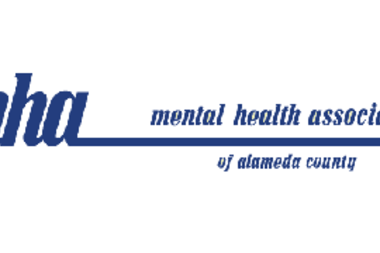 The words MHA: Mental Health Association of Alameda County written in blue font.