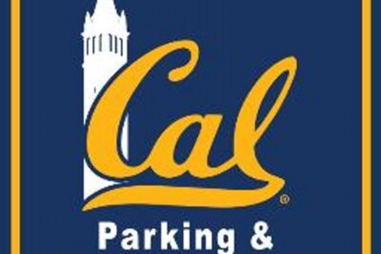 The phrase "Cal: Parking and Transportation" with a picture of the Campanile in the background.