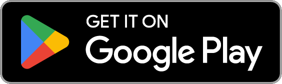 A black rounded rectangle. the Google play icon (a rounded triangle) is on the left. text on the right reads "get it on Google play"