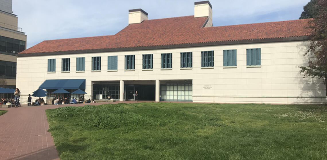 The south side of GPB. There is an outdoor courtyard in the middle of the building that has accessible entrances and an elevator
