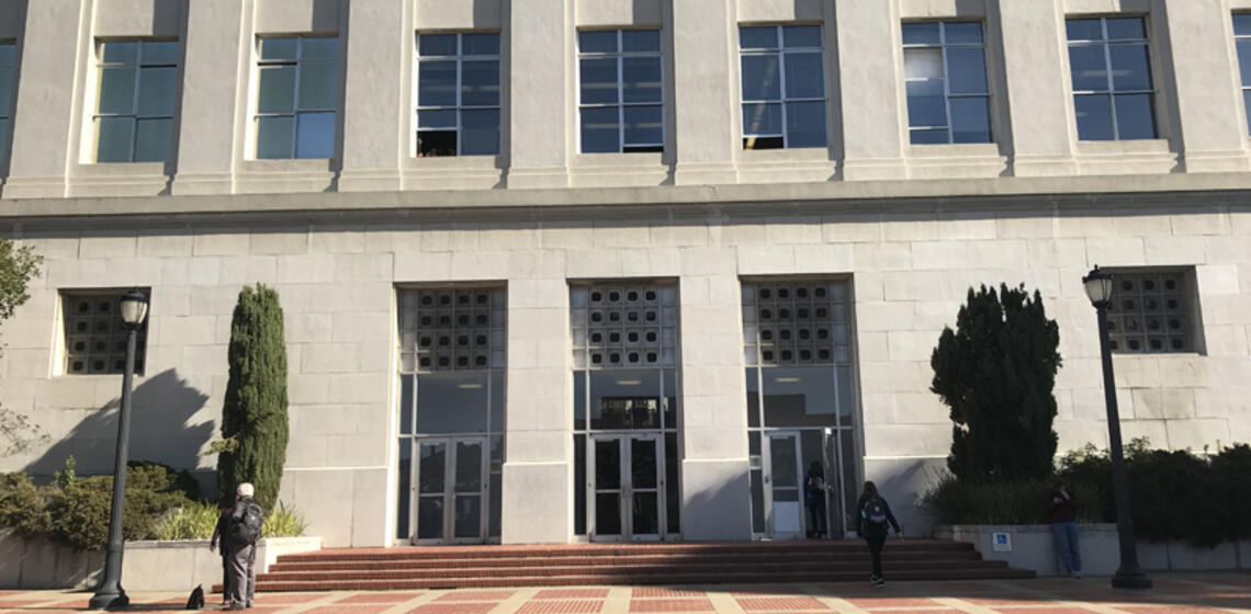 The front side of Physics, facing west. The accessible entrance is an alternate entrance on the right side of the building.