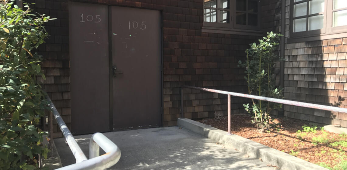 The accessible entrance to North Gate 105, facing east.