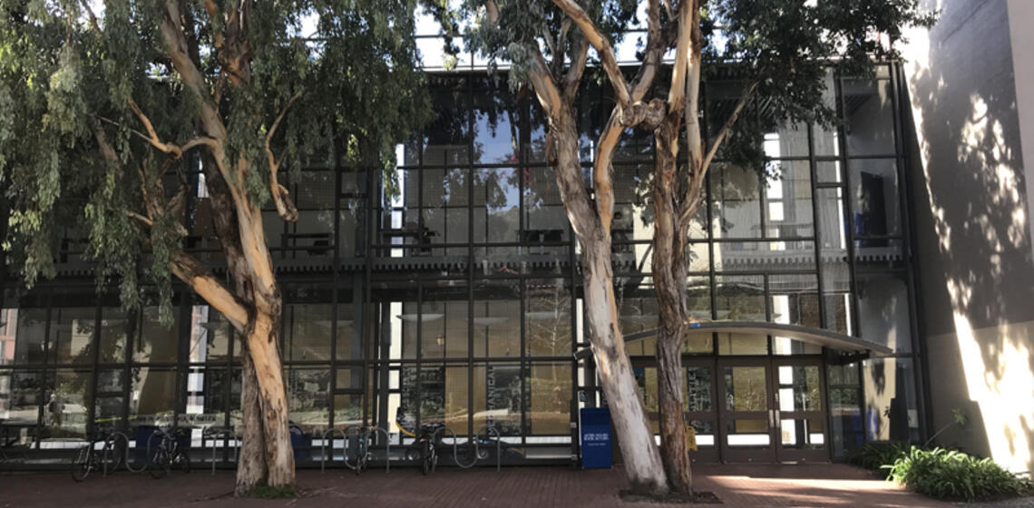 The front side of O'Brien Hall, facing east. The main entrance is at ground level on the left side of the building.