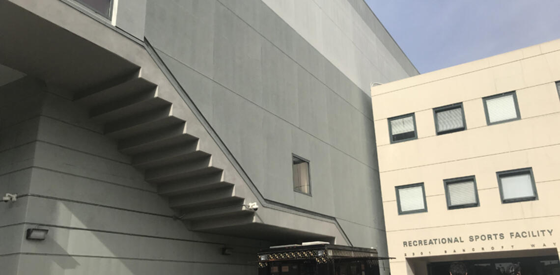 The front side of RSF, facing south. The main entrance is at ground level on the right side of the building.