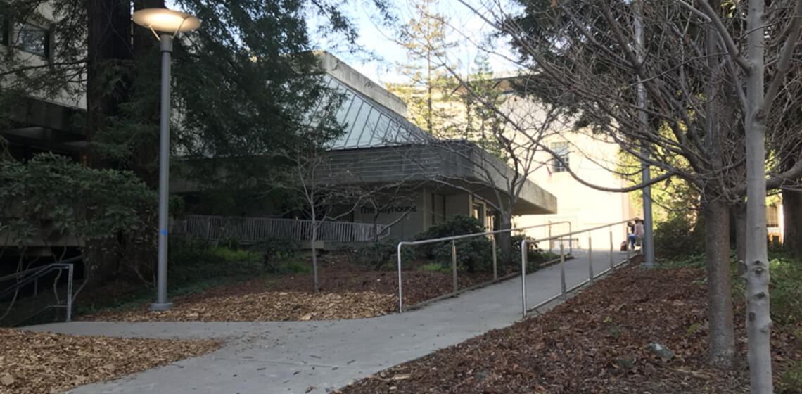 The access path to Zellerbach Playhouse, located to the east of the building.
