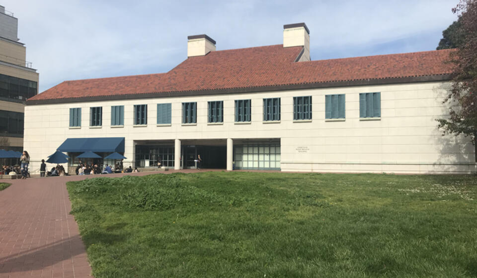 The south side of GPB. There is an outdoor courtyard in the middle of the building that has accessible entrances and an elevator