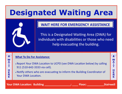 A sample Designated Waiting Area sign.